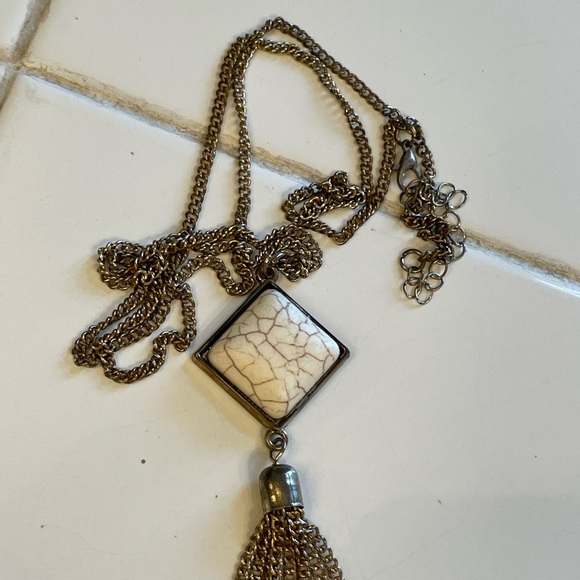 Yellow Goldtone Vertical Charm Tassel Pendant Gift For Women 20” - Picture 1 of 5